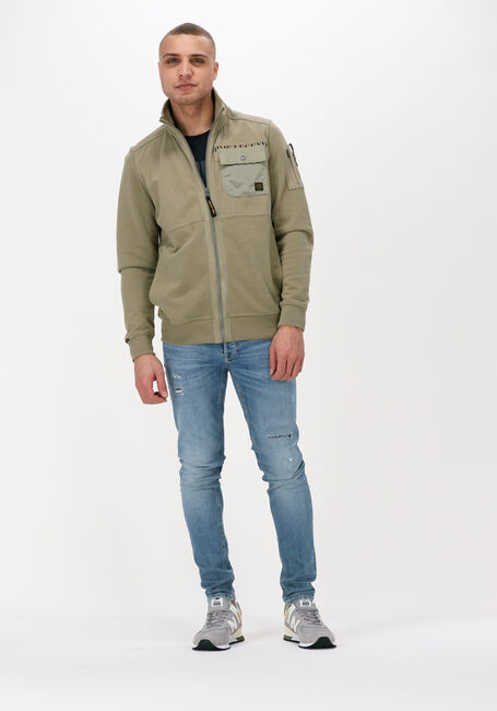 Beige PME LEGEND Strickjacke ZIP JACKET CARGO INTERLOCK - large