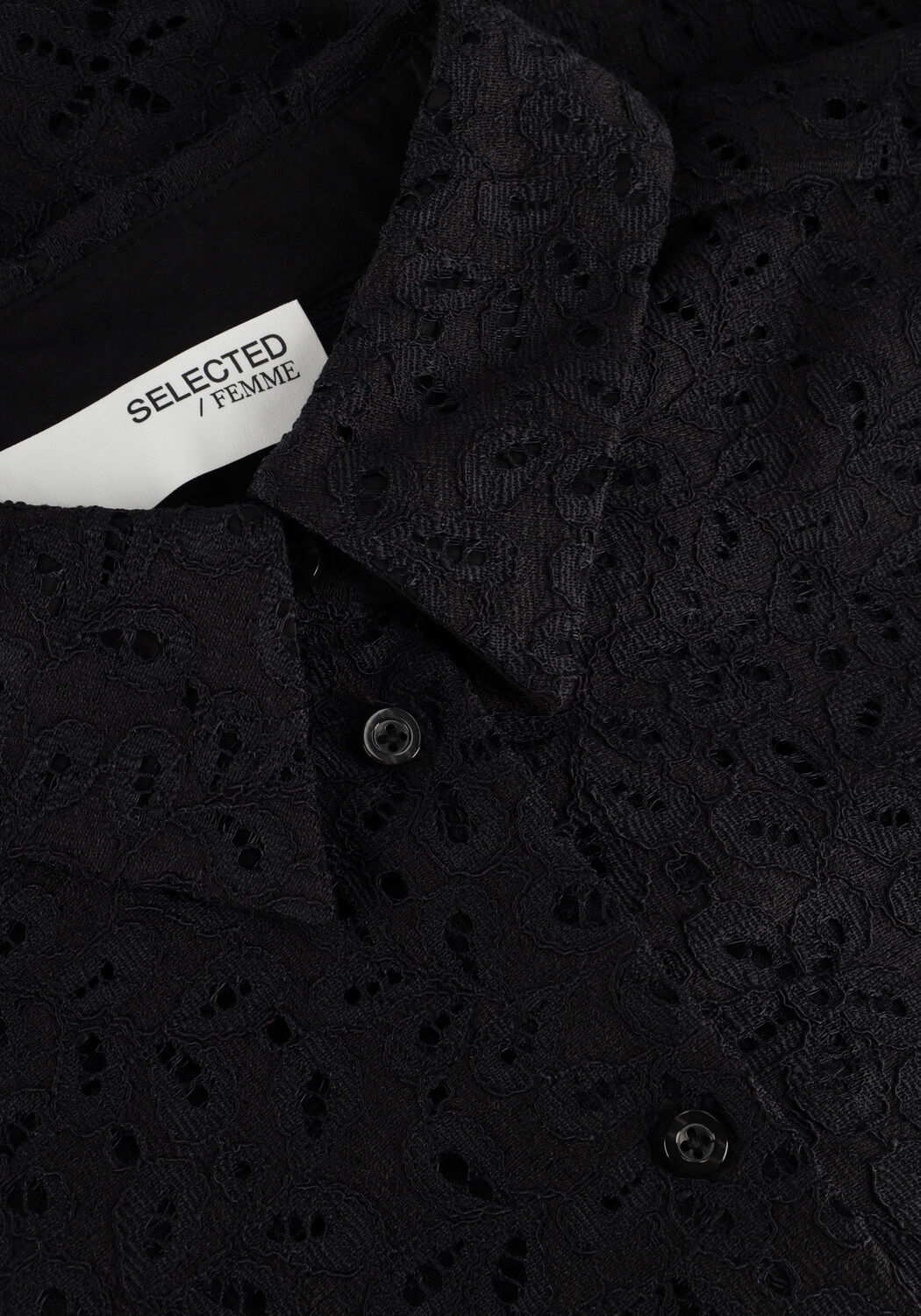 Schwarze SELECTED WOMEN Blusen SLFKAROLA 2/4 OVERSIZE LACE SHIRT - large