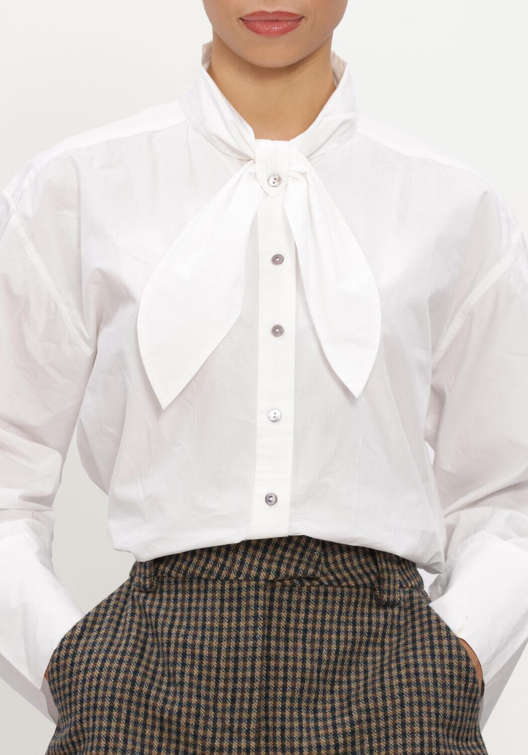 Wei&szlig;e RUBY TUESDAY Blusen KARMEL POPLIN SHIRT WITH BOW COLLAR - large