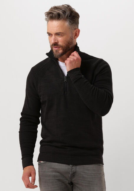 Schwarze CAST IRON Pullover HALF ZIP COLLAR COTTON HEATHER PLATED HALF ZIP - large
