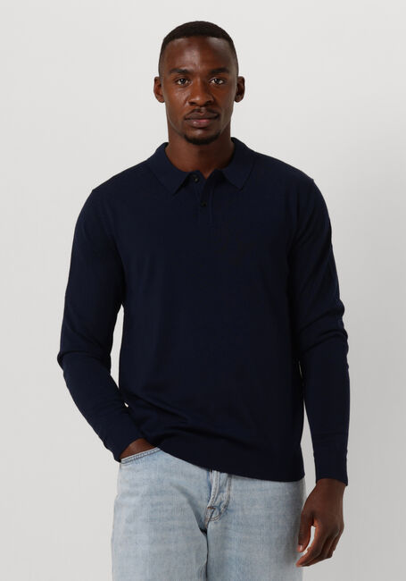 Dunkelblau SELECTED HOMME Polo-Shirt SLHTOWN MERINO COOLMAX KNIT POLO NOOS - large