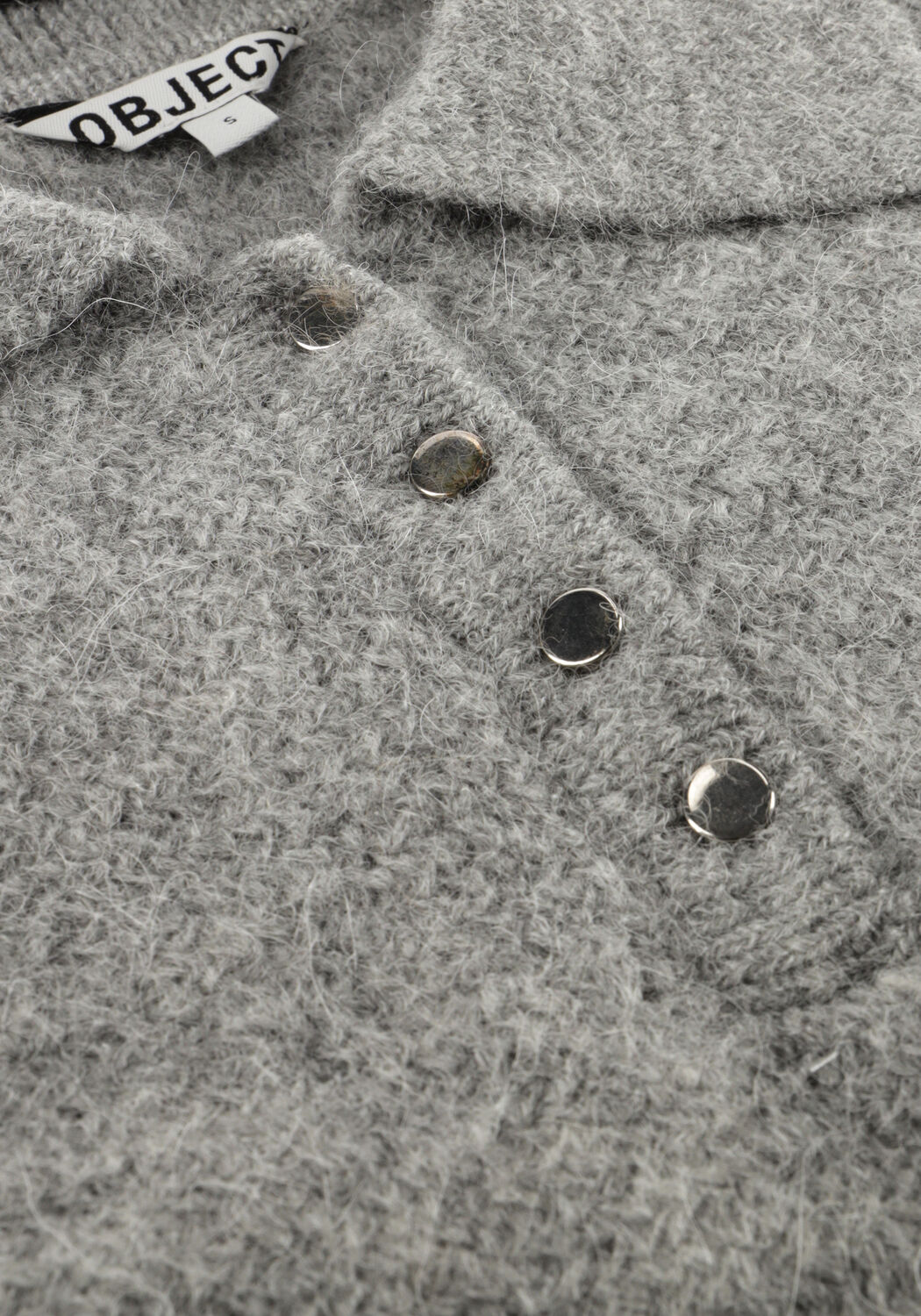 Hellgrau OBJECT Pullover OBJANNE S/S RE KNIT POLO - large