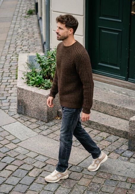 Braune ANERKJENDT Pullover AKSUNE STRUCTURE KNIT - large