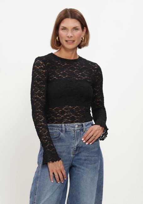 Schwarze NOTRE-V Top NV-HILLECHIEN LACE TOP - large