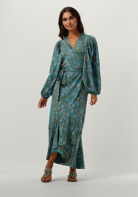 Blaue SISSEL EDELBO Midikleid ZELDA WRAP DRESS - large
