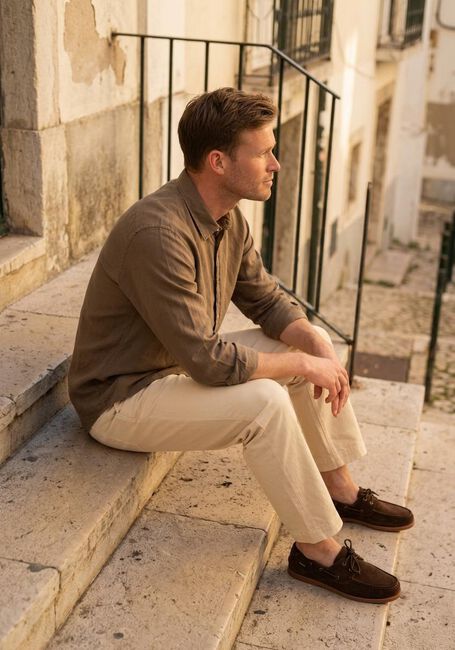 Khaki SELECTED MEN Casual-Oberhemd SLHSLIMOWEN-BRUSHED SHIRT LS NOOS - large