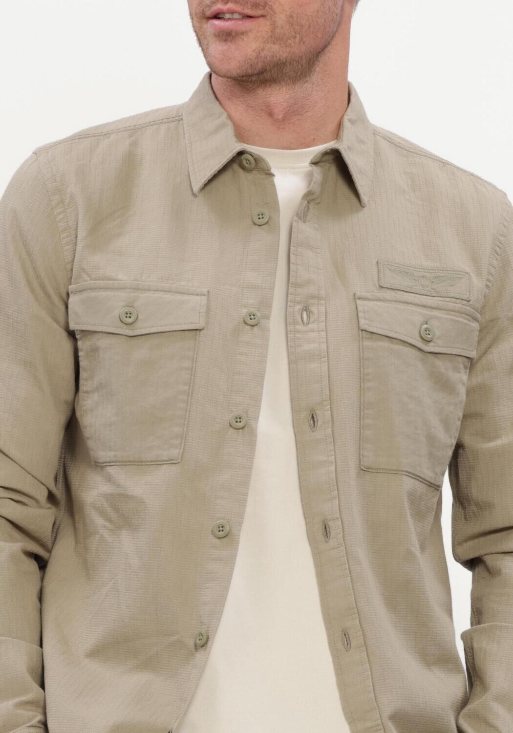 Sand PME LEGEND Casual-Oberhemd LONG SLEEVE SHIRT QUILT POPLIN - large
