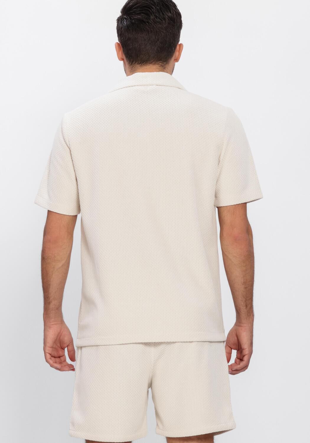 Beige PURE PATH Casual-Oberhemd HONEYCOMB SHORTSLEEVED SHIRT - large