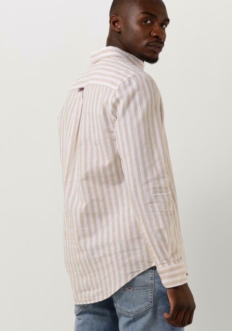 Beige TOMMY JEANS Casual-Oberhemd TJM CLSC LS STRIPE LINEN SHIRT - large