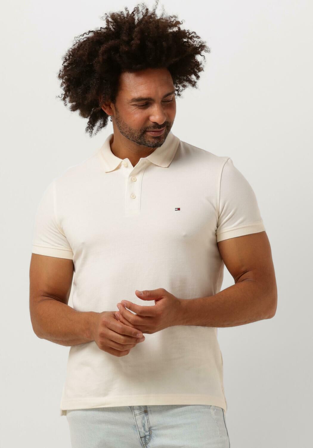 Beige TOMMY HILFIGER Polo Shirt PRETWIST MOULINE SLIM FIT POLO Omoda