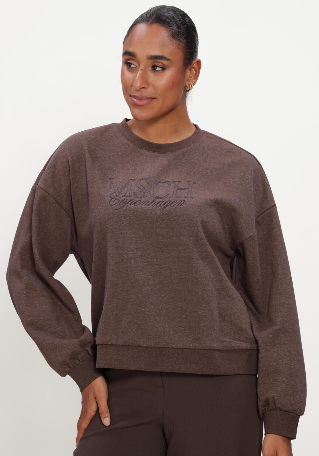 Braune MSCH COPENHAGEN Pullover MSCHBRAWLEY BRIENA LOGO SWEATSHIRT - large