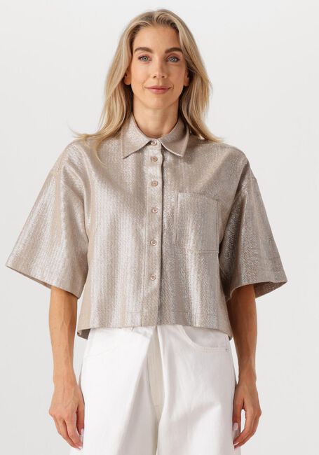Silberne ALIX THE LABEL Blusen LADIES WOVEN FOIL CROPPED BLOUSE - large