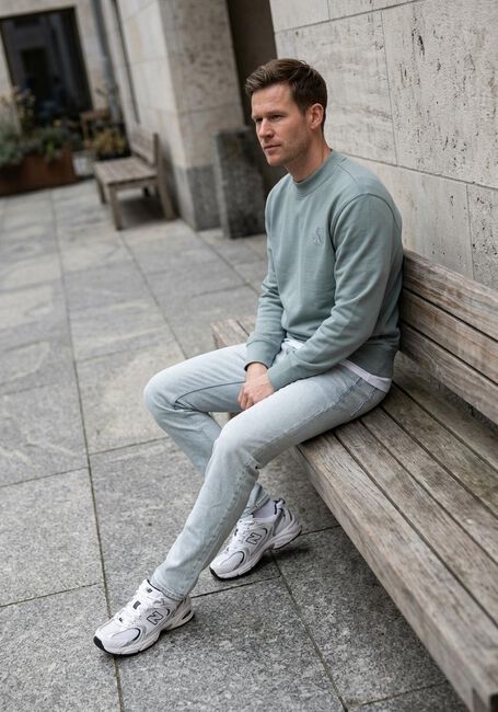 Graue CALVIN KLEIN Pullover INTERLOCK CREW NECK - large