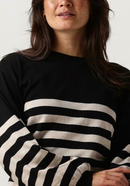 Schwarze MINUS Pullover PERLA STRIPED KNIT PULLOVER - large