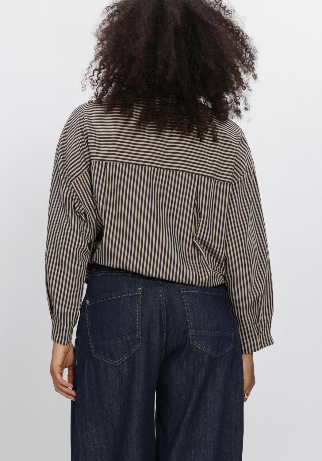 Schwarze SUMMUM Blusen BLOUSE BOXY TWO TONE STRIPE SMALL - large