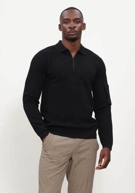 Schwarze GENTI Pullover POLO ZIP LS - large