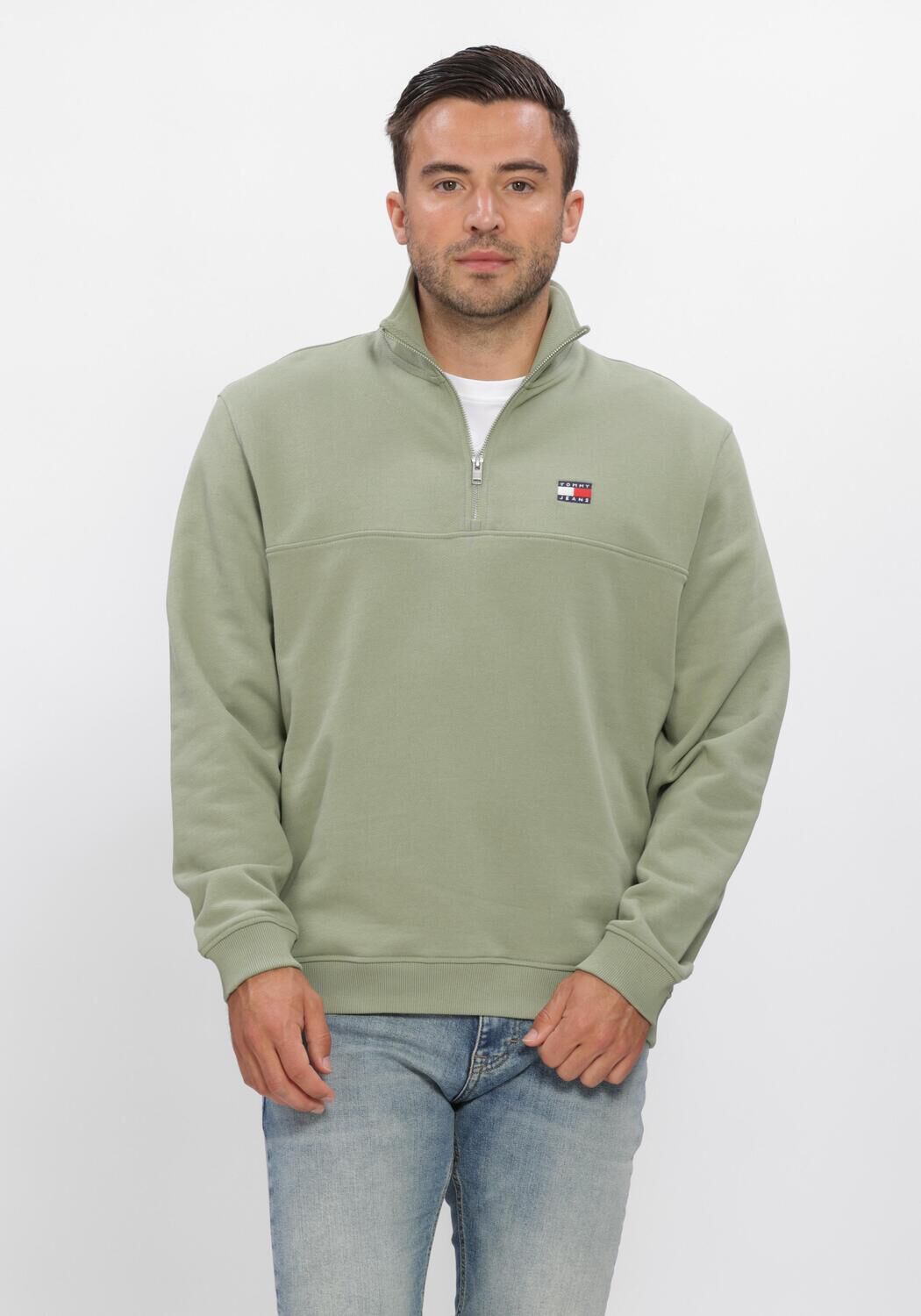 Gr&uuml;ne TOMMY JEANS Sweatshirt TJM REG BADGE QZ EXT - large