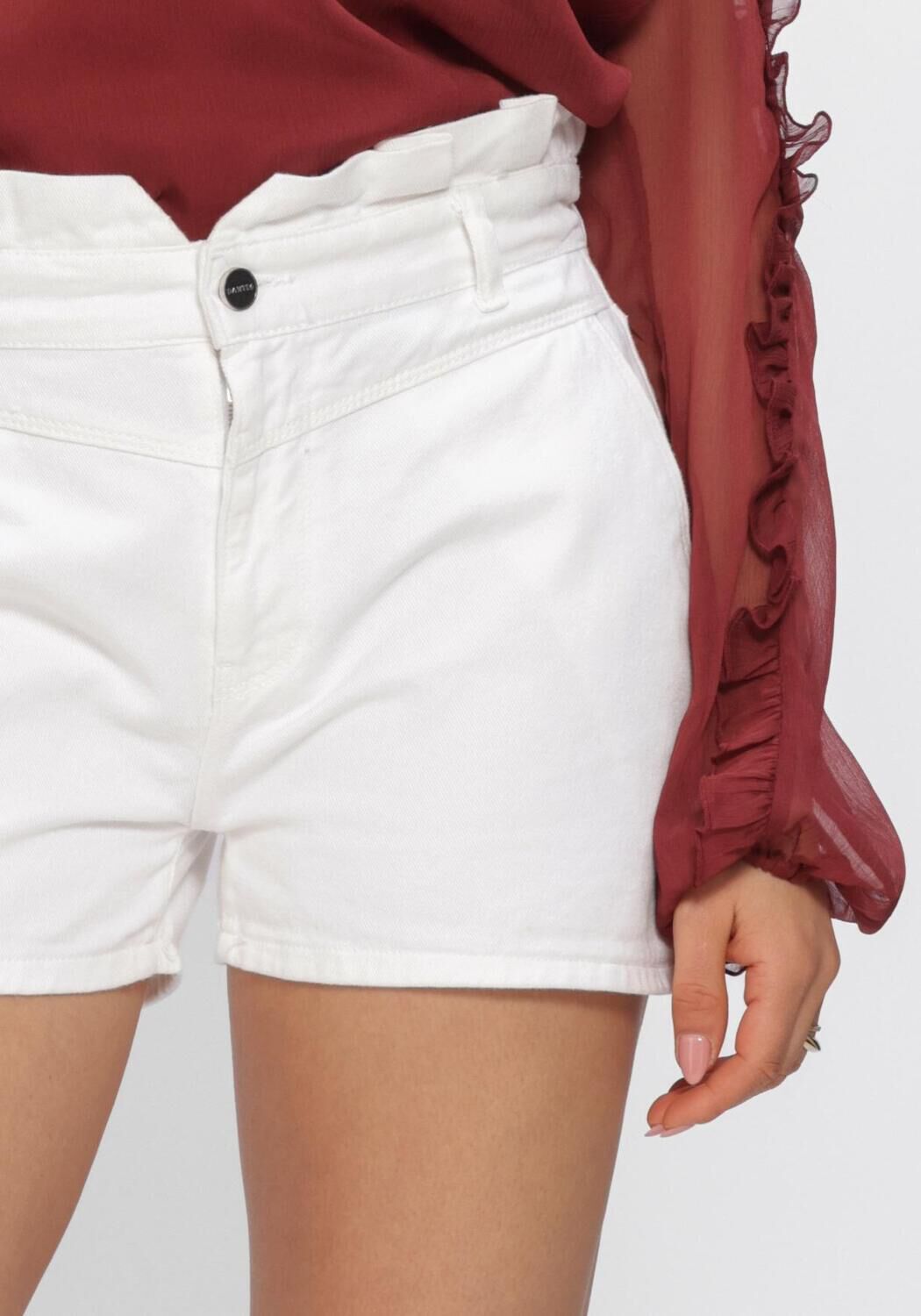 Wei&szlig;e DANTE6 Kurze Hosen ROSIE HIGH WAISTED DENIM SHORTS - large