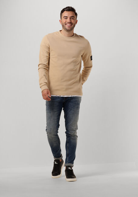 Sand CALVIN KLEIN Pullover BADGE WAFFLE LS TEE - large