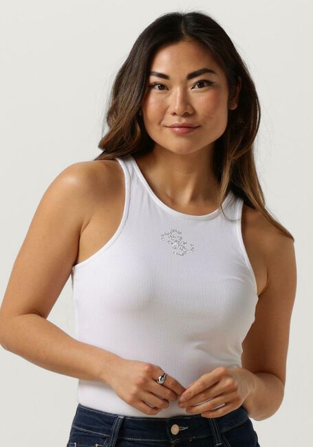Weiße GUESS Top SL ROUND NECK GWENDALINA TOP - large