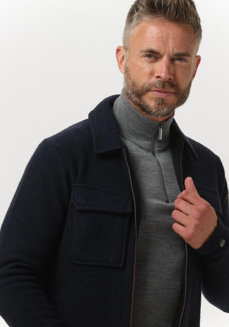 Dunkelblau CAST IRON Overshirt ZIP JACKET BOILED WOOL - large