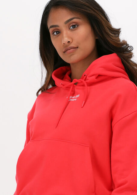 Rote CALVIN KLEIN Sweatshirt STACKED LOGO HOODIE - large