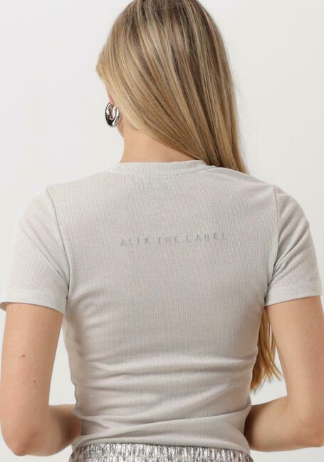 Weiße ALIX THE LABEL T-shirt LADIES KNITTED LUREX RIB T-SHIRT - large