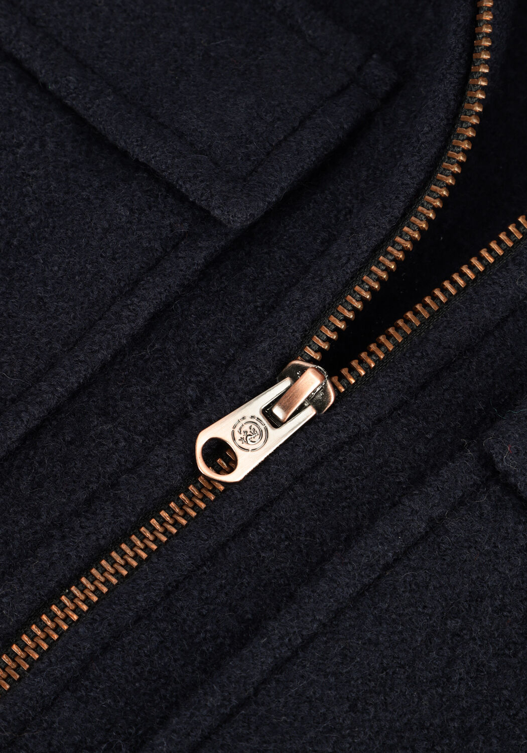 Dunkelblau CAST IRON Overshirt ZIP JACKET BOILED WOOL - large