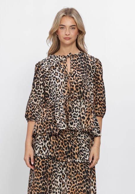 Mehrfarbige/Bunte WITHBLACK Tops & T-shirts WBLAMINA TIE FRONT PEP TOP - large