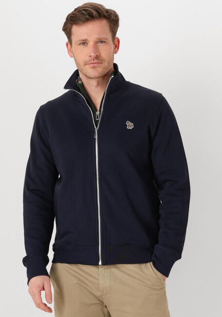 Blaue PS PAUL SMITH Strickjacke MENS REG FIT ZIP TOP ZEBRA - large