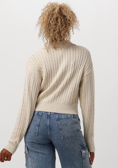Beige TOMMY JEANS Pullover TJW CABLE RUGBY SWEATER - large