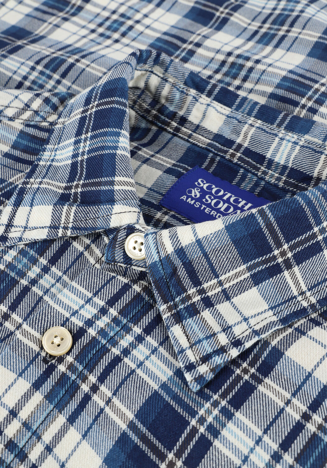 Blaue SCOTCH & SODA Casual-Oberhemd INDIGO CHECKED 1 POCKET WORKWE - large