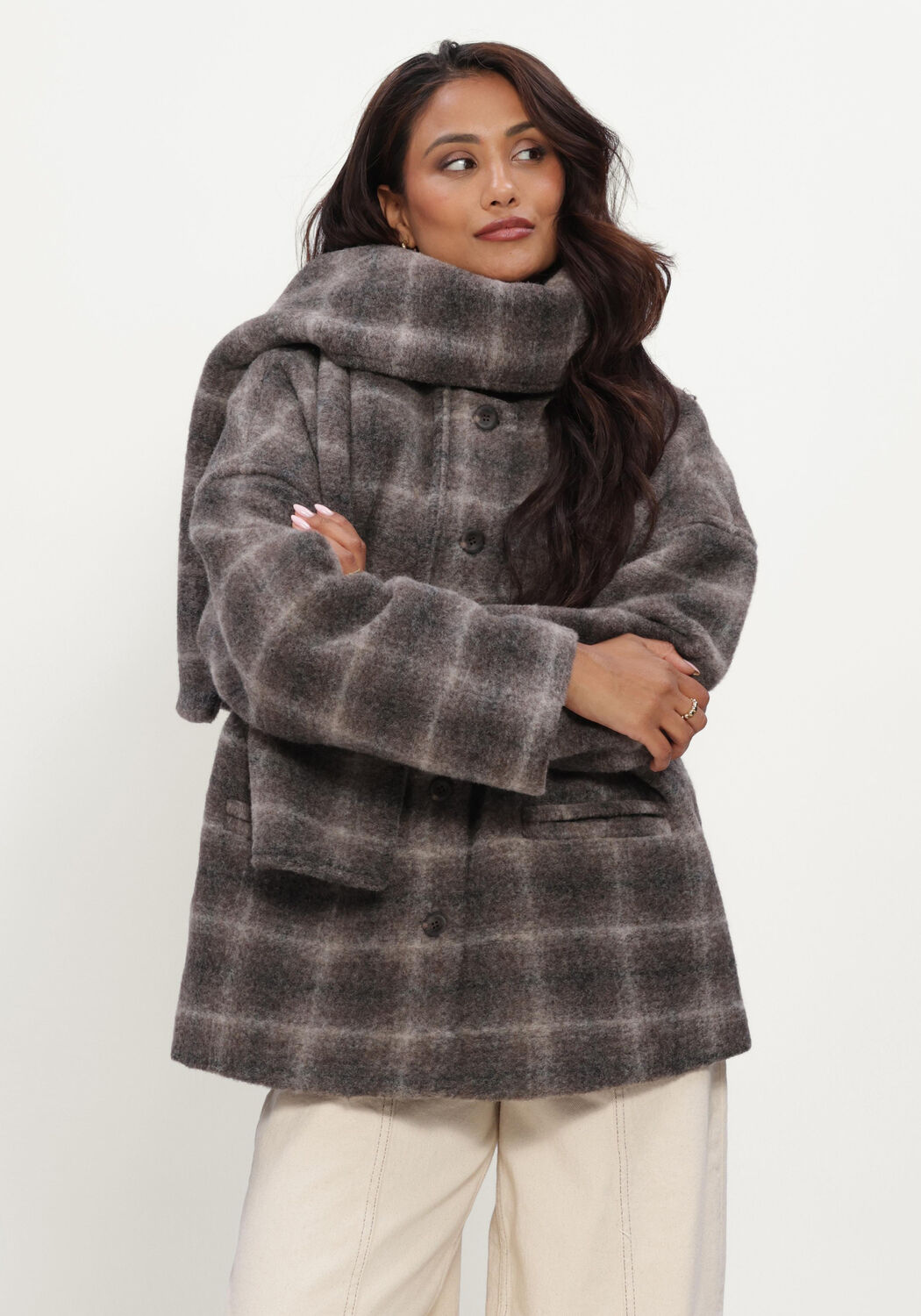 Dunkelgrau OBJECT M&auml;ntel OBJMAISE L/S LO SCARF JACKET NOOS - large
