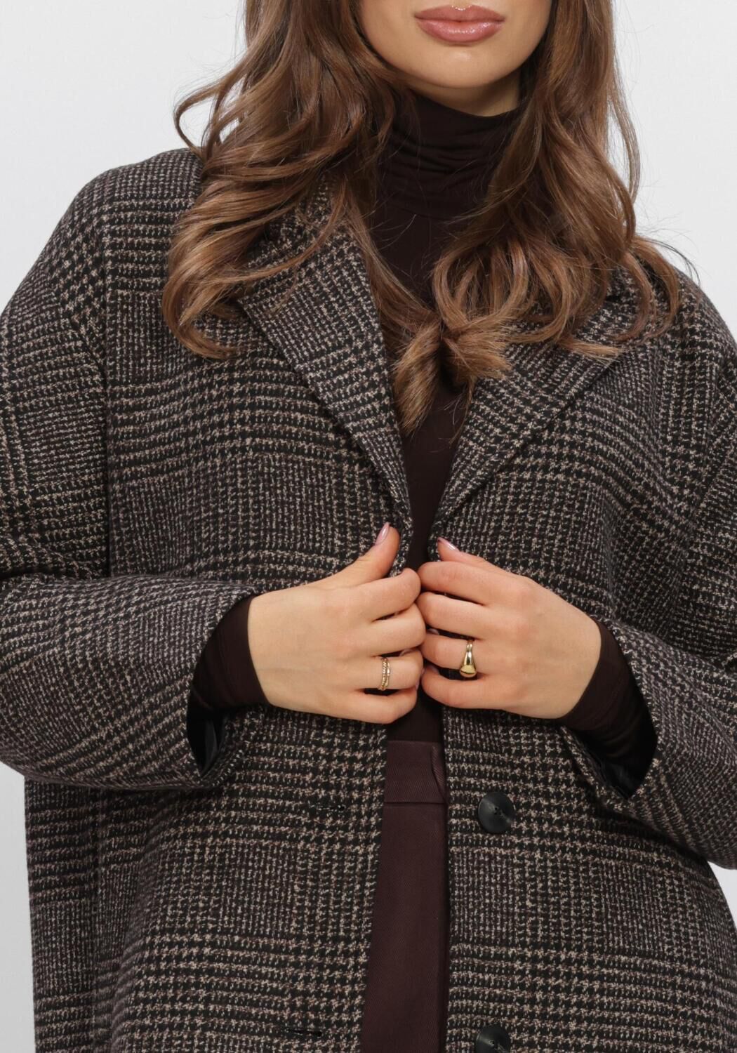 Braune WITHBLACK M&auml;ntel WBLVISTA CHECKED COAT - large