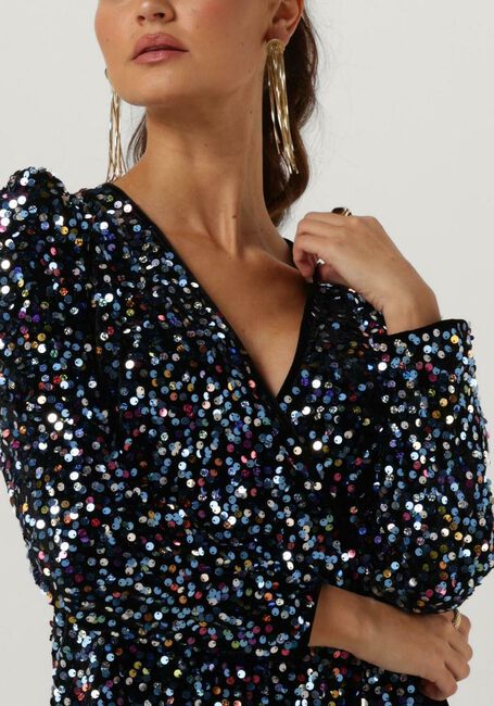 Schwarze Y.A.S. Minikleid YASKILLO SEQUIN LS WRAP DRESS - large