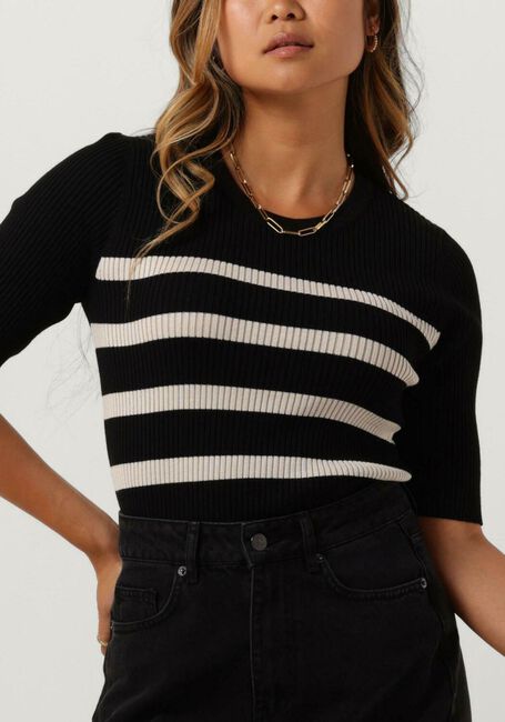 Schwarze CO'COUTURE T-shirt BADOE STRIP MIDI SLEEVE KNIT - large