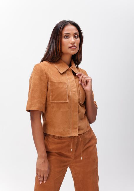 Cognacfarbene IBANA Blusen TREABHAR SUEDE - large