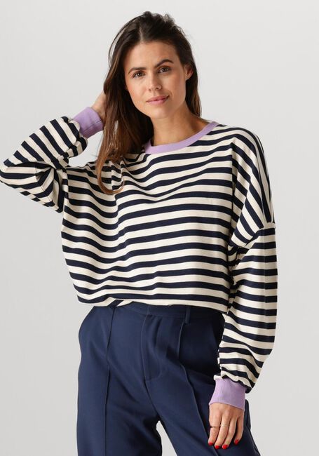 Weiße COLOURFUL REBEL Pullover STRIPE CONTRAST DROPPED SHOULDER SWEAT - large