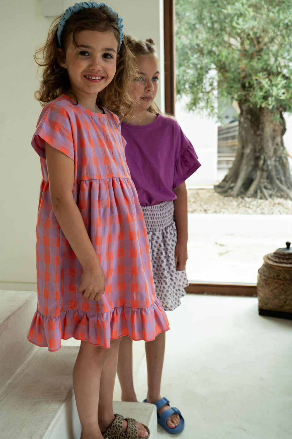 Mehrfarbige/Bunte PETIT BLUSH Minikleid JULIE DRESS CHECK - large