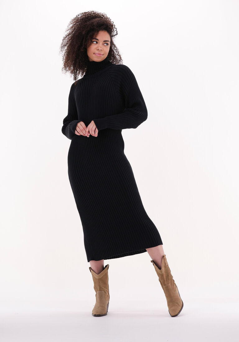 schwarze y.a.s. midikleid yasmavi knit midi rollneck dress