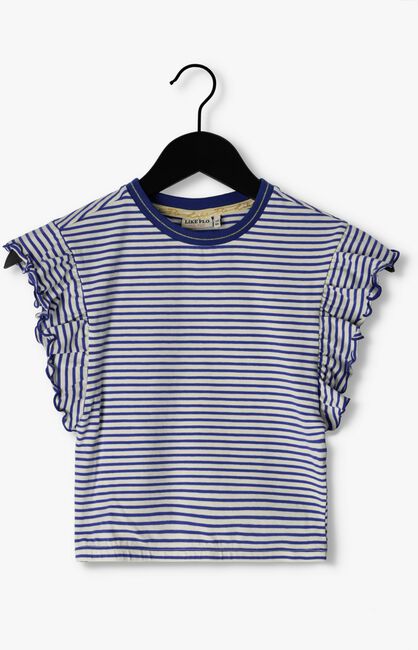 Blau/weiß gestreift LIKE FLO T-shirt STRIPE JERSEY RUFFLE TEE - large