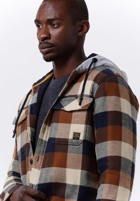 Braune PME LEGEND Strickjacke LONG SLEEVE SHIRT HEAVY CTN FLANEL TWILL PADDED - large