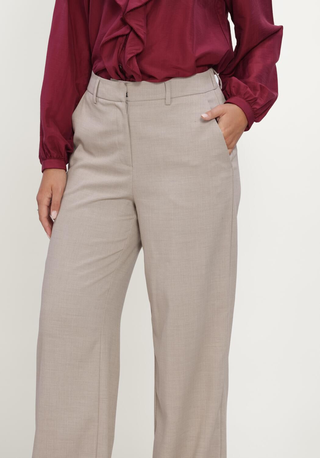 Beige MSCH COPENHAGEN Weite Hose MSCHMARCELI HW PANTS LONG - large