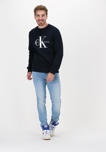Blaue CALVIN KLEIN Sweatshirt ICONIC MONOGRAM CREWNECK - large