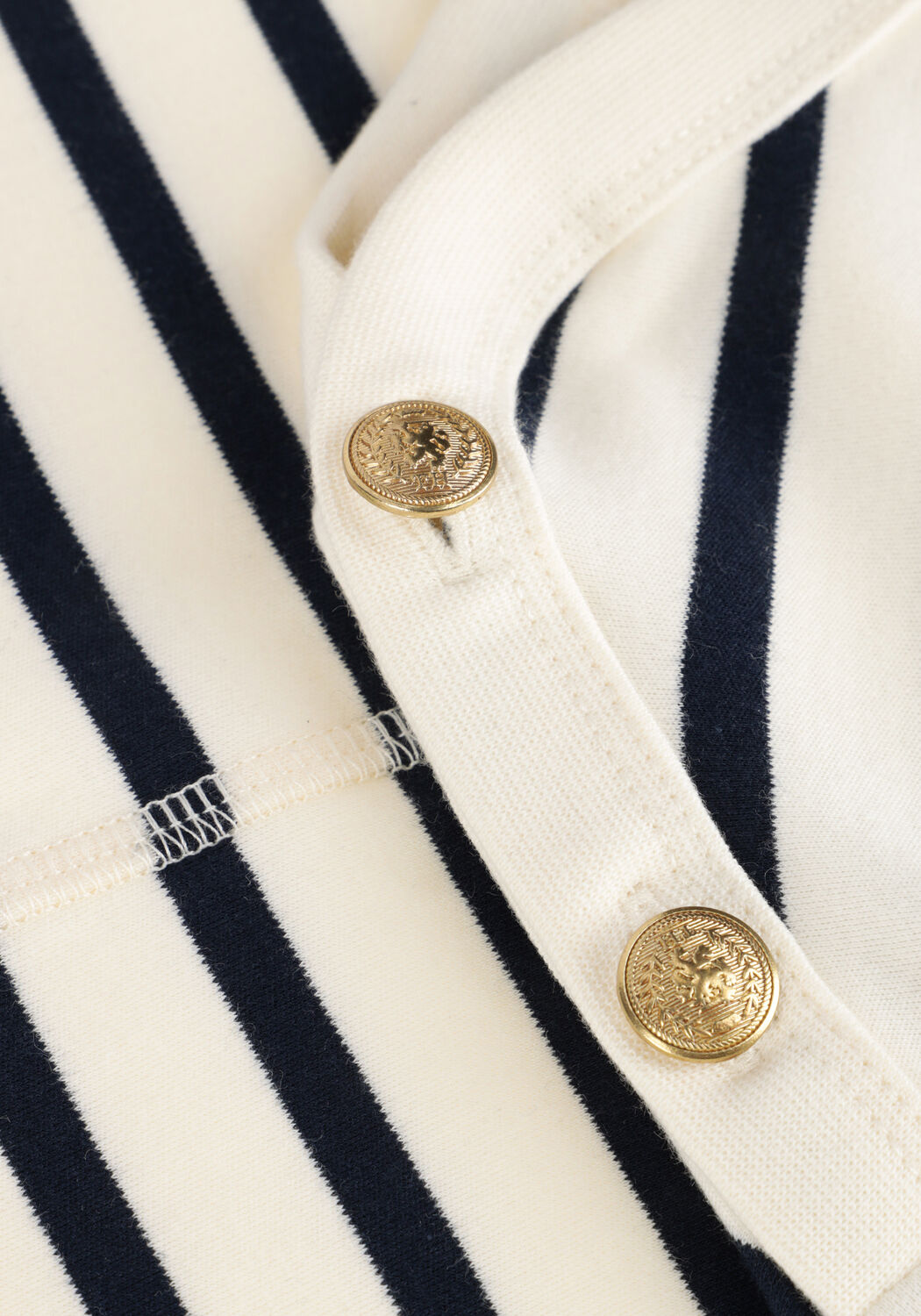 Ecru TOMMY HILFIGER T-shirt REG STRIPE GOLD BTN C-NK SS - large