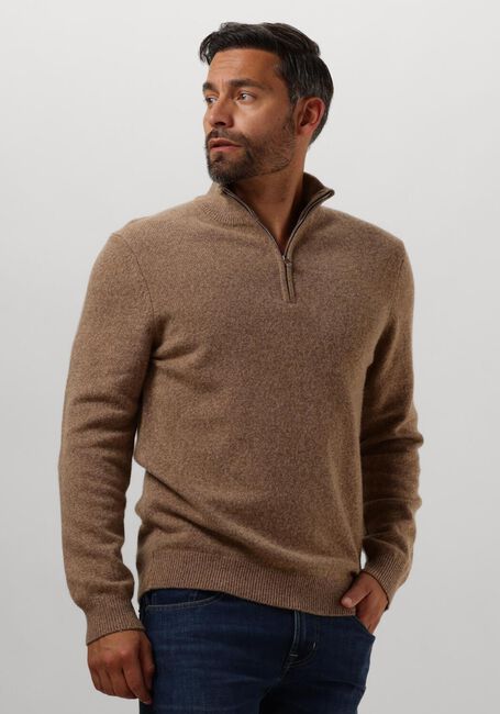 Taupe PROFUOMO Pullover PULLOVER HALF ZIP BUTTON - large
