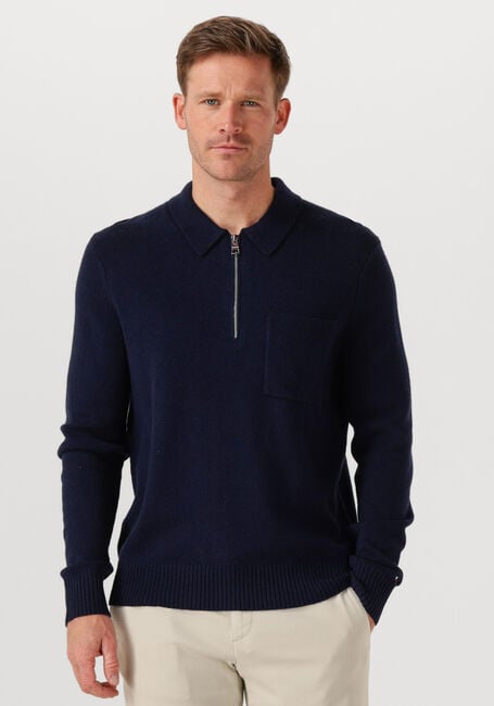 Dunkelblau TOMMY HILFIGER Pullover LAMBSWOOL ZIP POLO - large