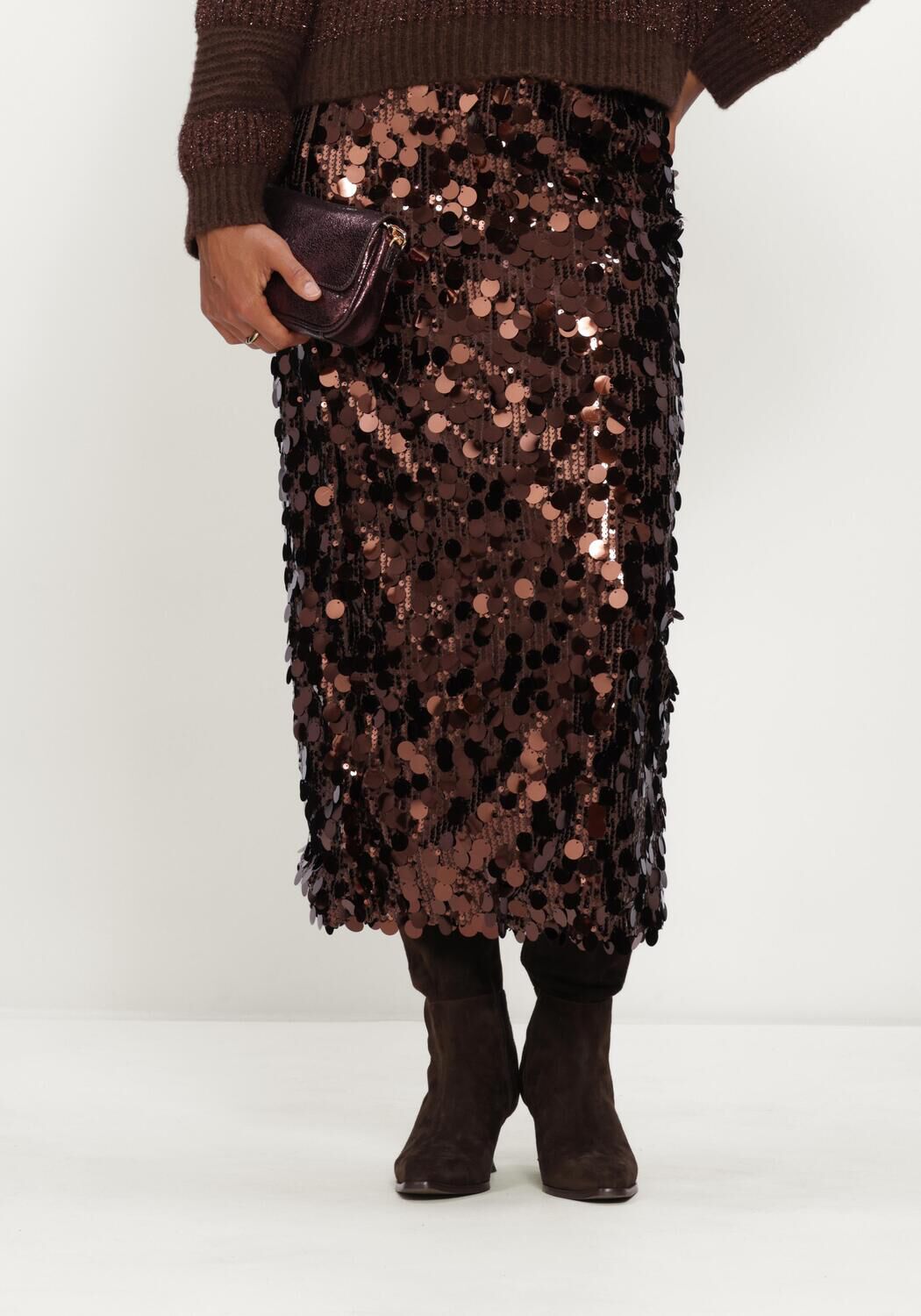 Braune POM AMSTERDAM Maxirock LINA CHOCOLATE BROWN - large