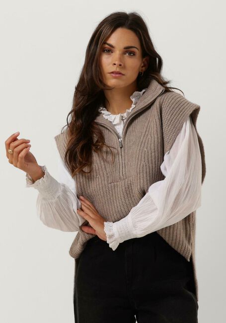 Taupe CO'COUTURE Spencer ROW ZIP VEST KNIT - large