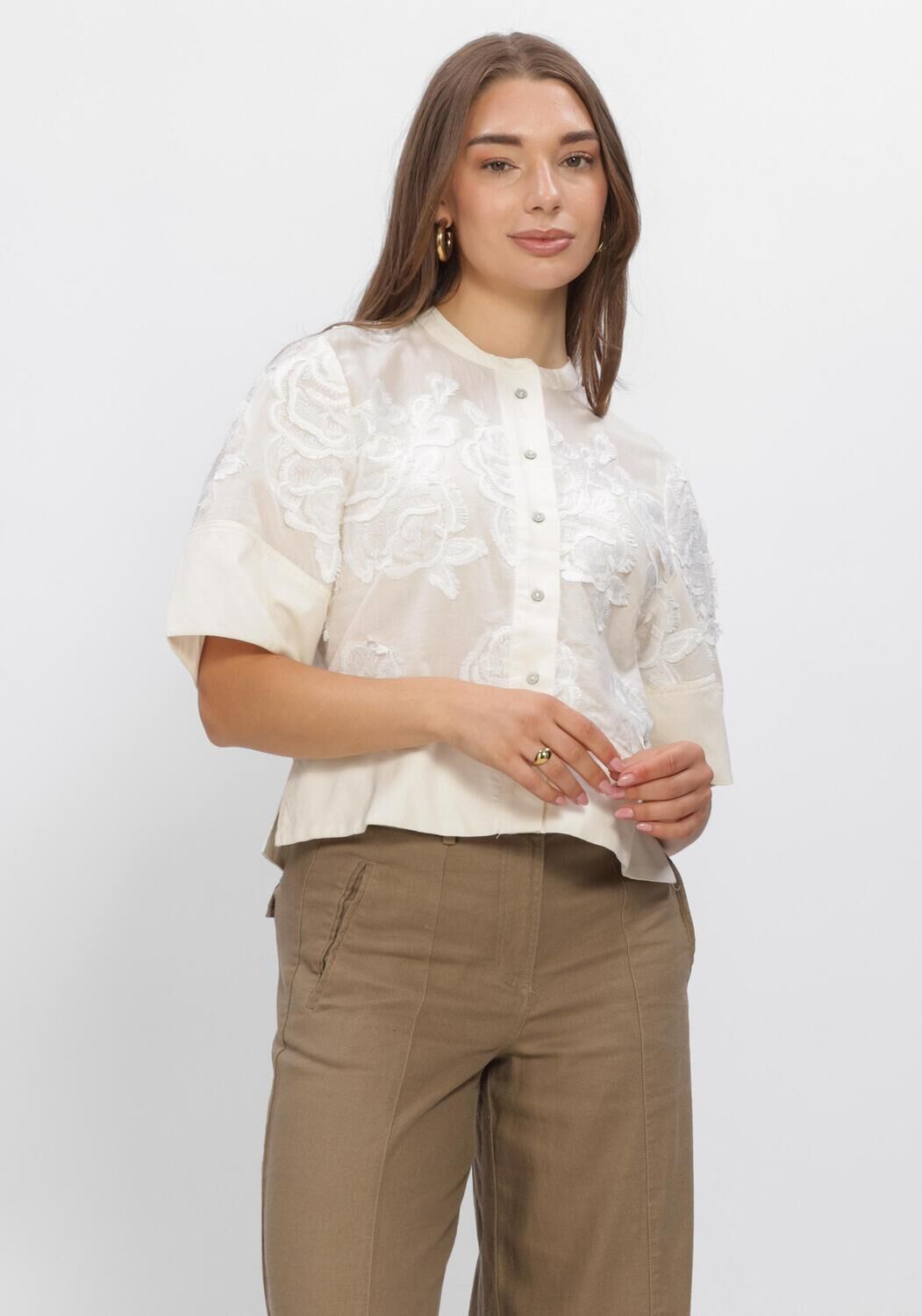 Gelbe ROUGE EDIT Blusen ROUZOEKLA 2/4 O-NECK TOP - large